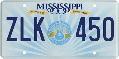 MS license plate ZLK450