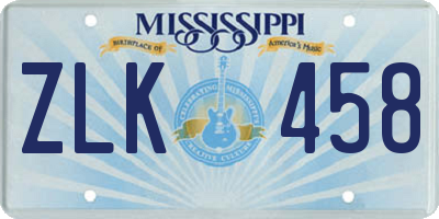 MS license plate ZLK458