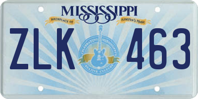 MS license plate ZLK463