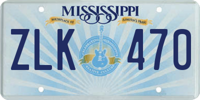 MS license plate ZLK470