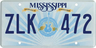 MS license plate ZLK472