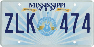 MS license plate ZLK474