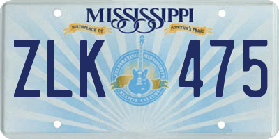 MS license plate ZLK475