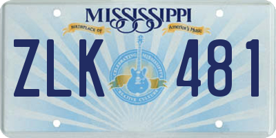 MS license plate ZLK481