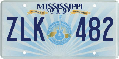 MS license plate ZLK482