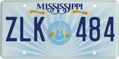 MS license plate ZLK484