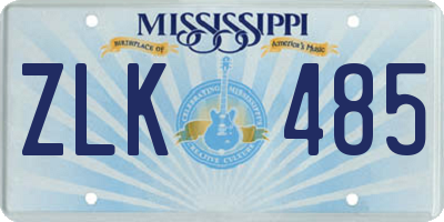 MS license plate ZLK485