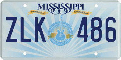 MS license plate ZLK486