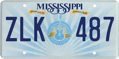 MS license plate ZLK487