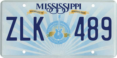 MS license plate ZLK489