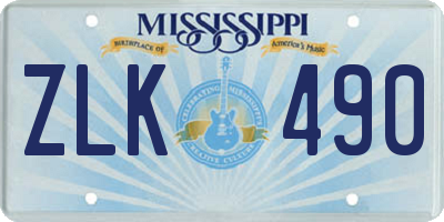 MS license plate ZLK490