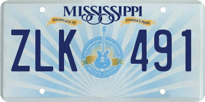 MS license plate ZLK491