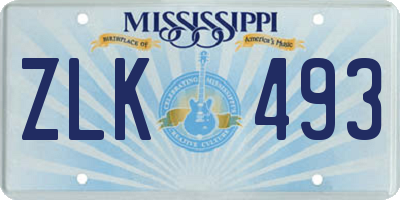 MS license plate ZLK493