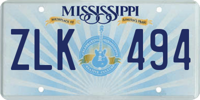 MS license plate ZLK494