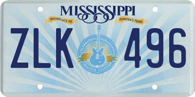 MS license plate ZLK496