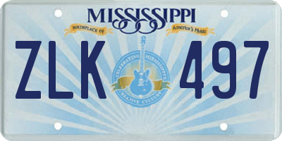 MS license plate ZLK497
