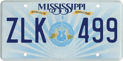 MS license plate ZLK499