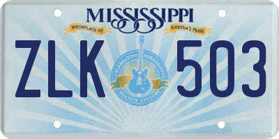 MS license plate ZLK503