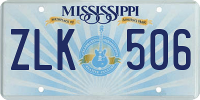 MS license plate ZLK506