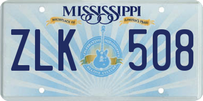 MS license plate ZLK508