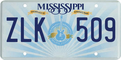 MS license plate ZLK509