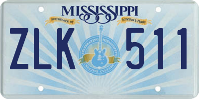 MS license plate ZLK511
