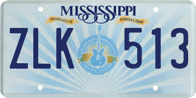 MS license plate ZLK513