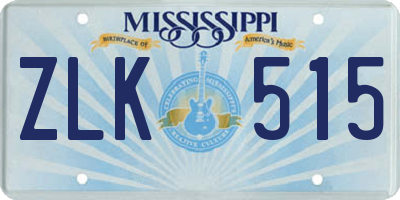 MS license plate ZLK515