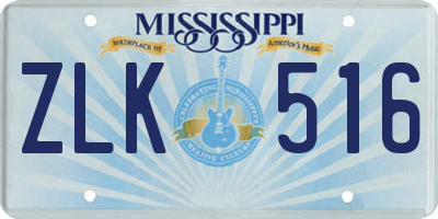 MS license plate ZLK516