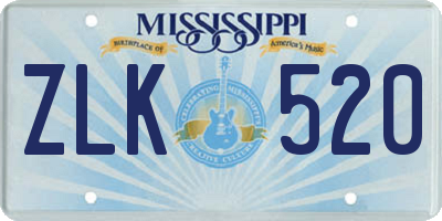 MS license plate ZLK520