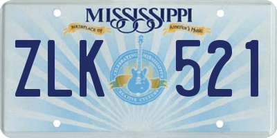 MS license plate ZLK521