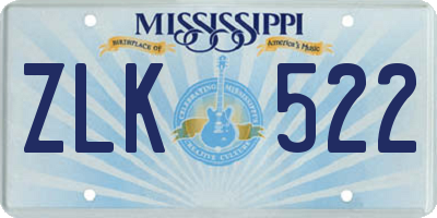 MS license plate ZLK522