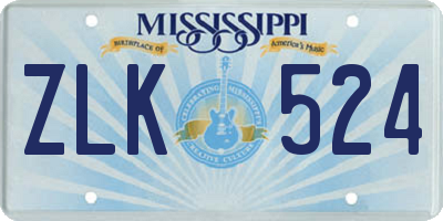MS license plate ZLK524
