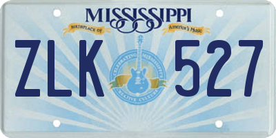 MS license plate ZLK527