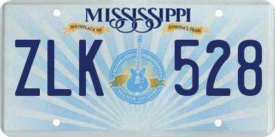 MS license plate ZLK528