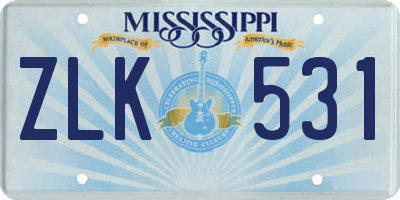MS license plate ZLK531
