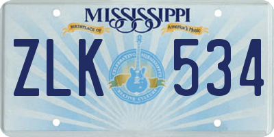 MS license plate ZLK534