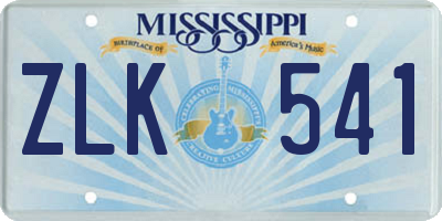 MS license plate ZLK541