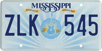 MS license plate ZLK545