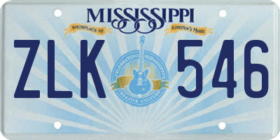 MS license plate ZLK546