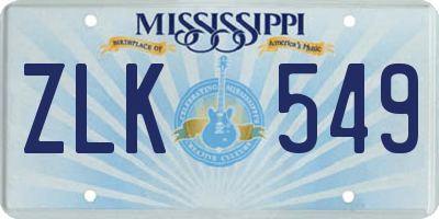 MS license plate ZLK549
