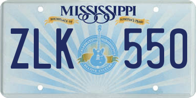 MS license plate ZLK550