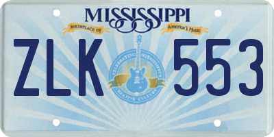 MS license plate ZLK553