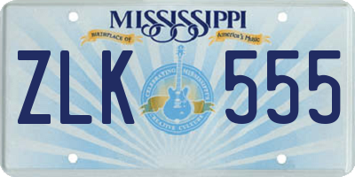 MS license plate ZLK555