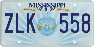 MS license plate ZLK558