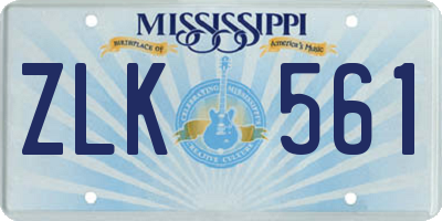 MS license plate ZLK561