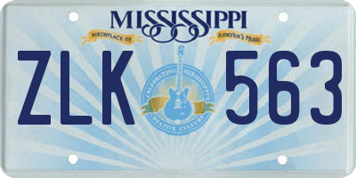 MS license plate ZLK563