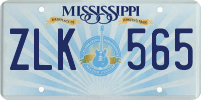 MS license plate ZLK565