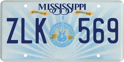 MS license plate ZLK569