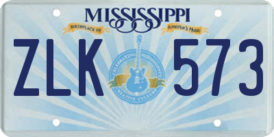MS license plate ZLK573